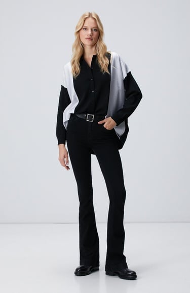  Network Kadın Siyah Dokuma Garnili Hırka