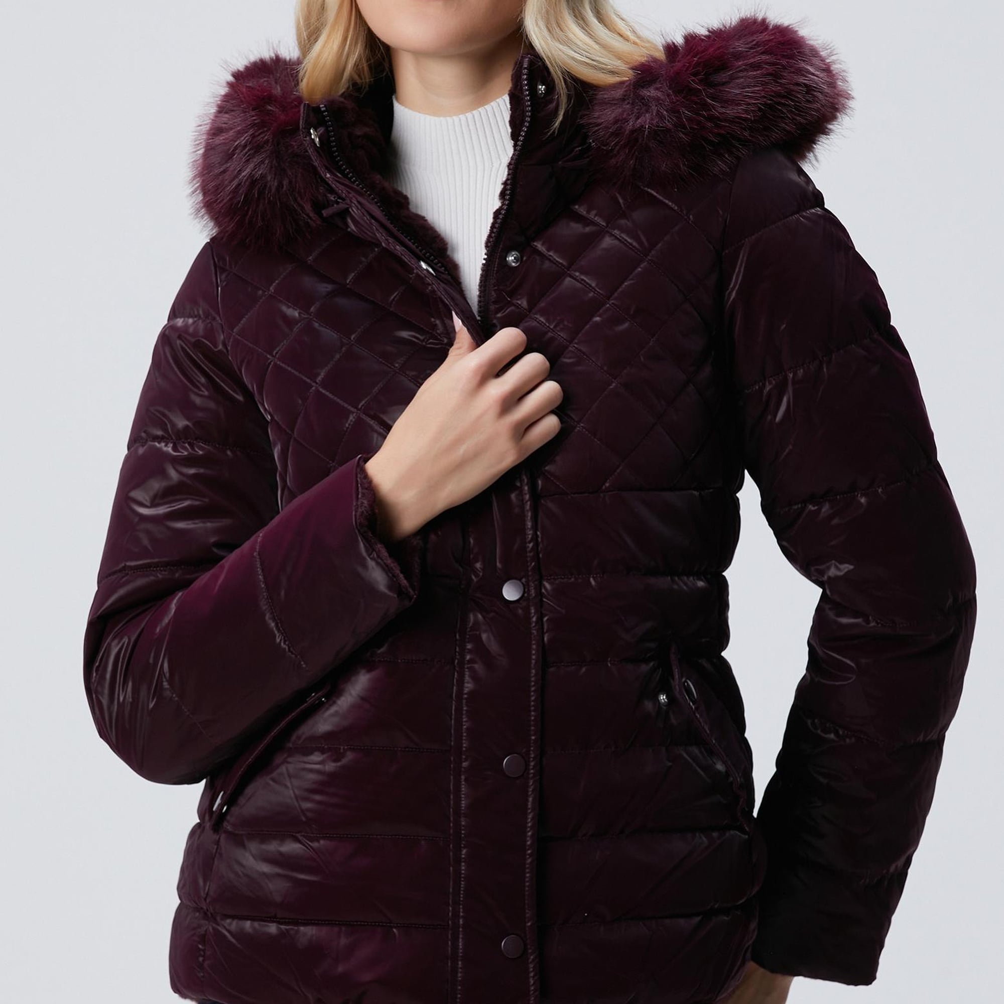 Network Kadın N-Tech Mürdüm Çift Taraflı Mont