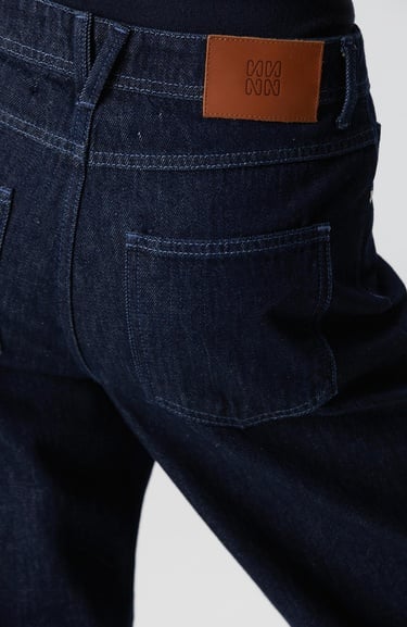  Network Kadın Koyu İndigo Mavi Geniş Paça Denim Pantolon