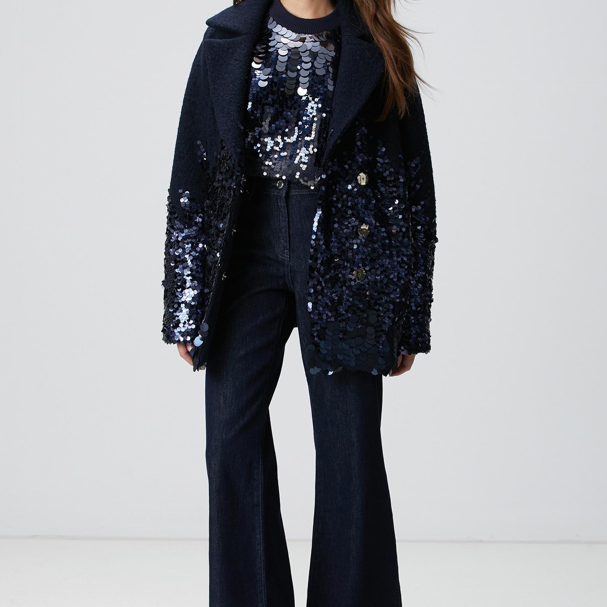 Network Kadın Koyu İndigo Mavi Geniş Paça Denim Pantolon