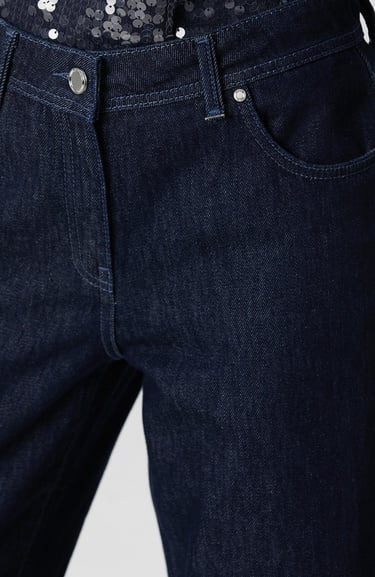  Network Kadın Koyu İndigo Mavi Geniş Paça Denim Pantolon