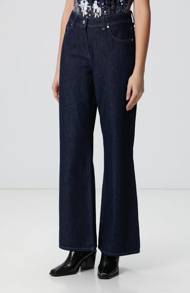  Network Kadın Koyu İndigo Mavi Geniş Paça Denim Pantolon