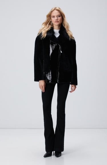  Network Kadın Siyah Deri Kaban