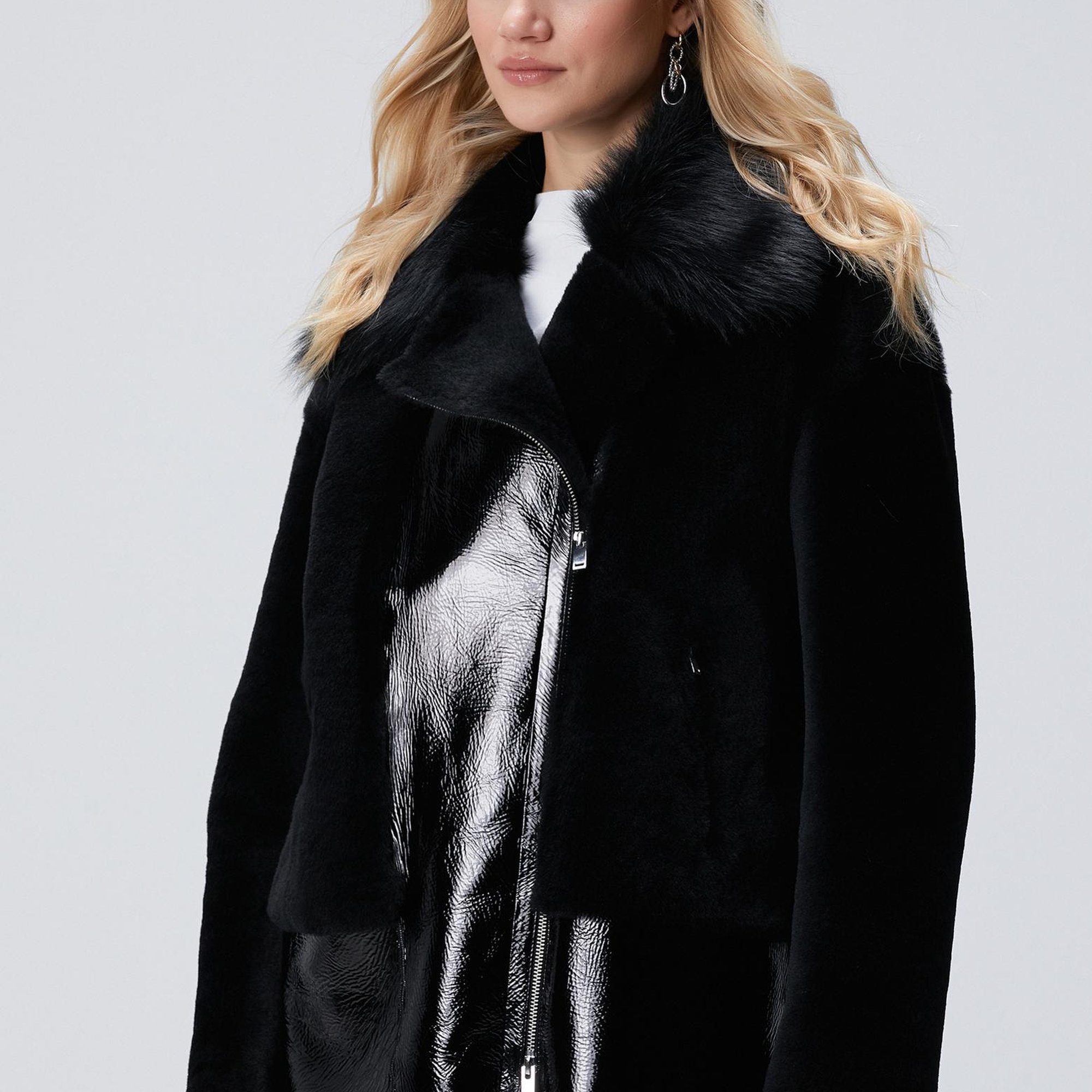 Network Kadın Siyah Deri Kaban