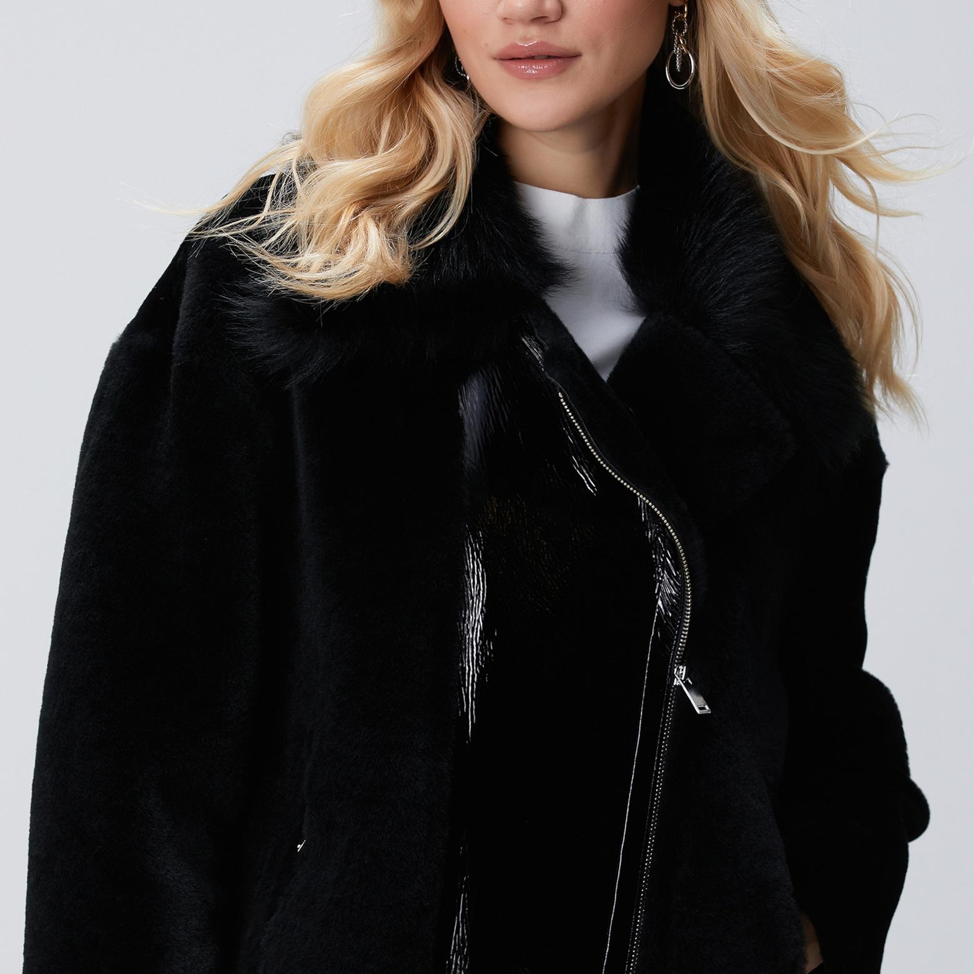 Network Kadın Siyah Deri Kaban