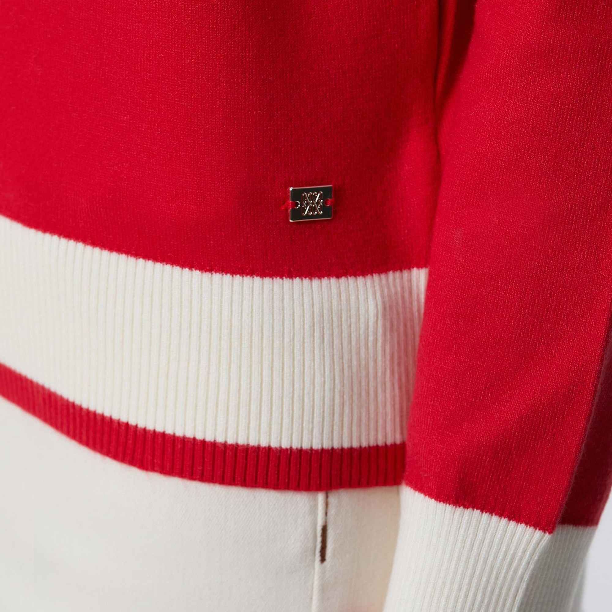 Network Kadın Kırmızı Bisiklet Yaka Kontrast Renk Kazak