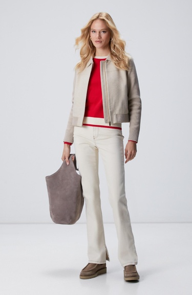  Network Kadın Kırmızı Bisiklet Yaka Kontrast Renk Kazak