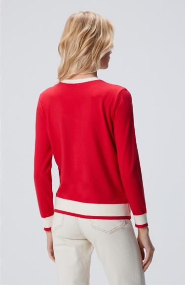  Network Kadın Kırmızı Bisiklet Yaka Kontrast Renk Kazak