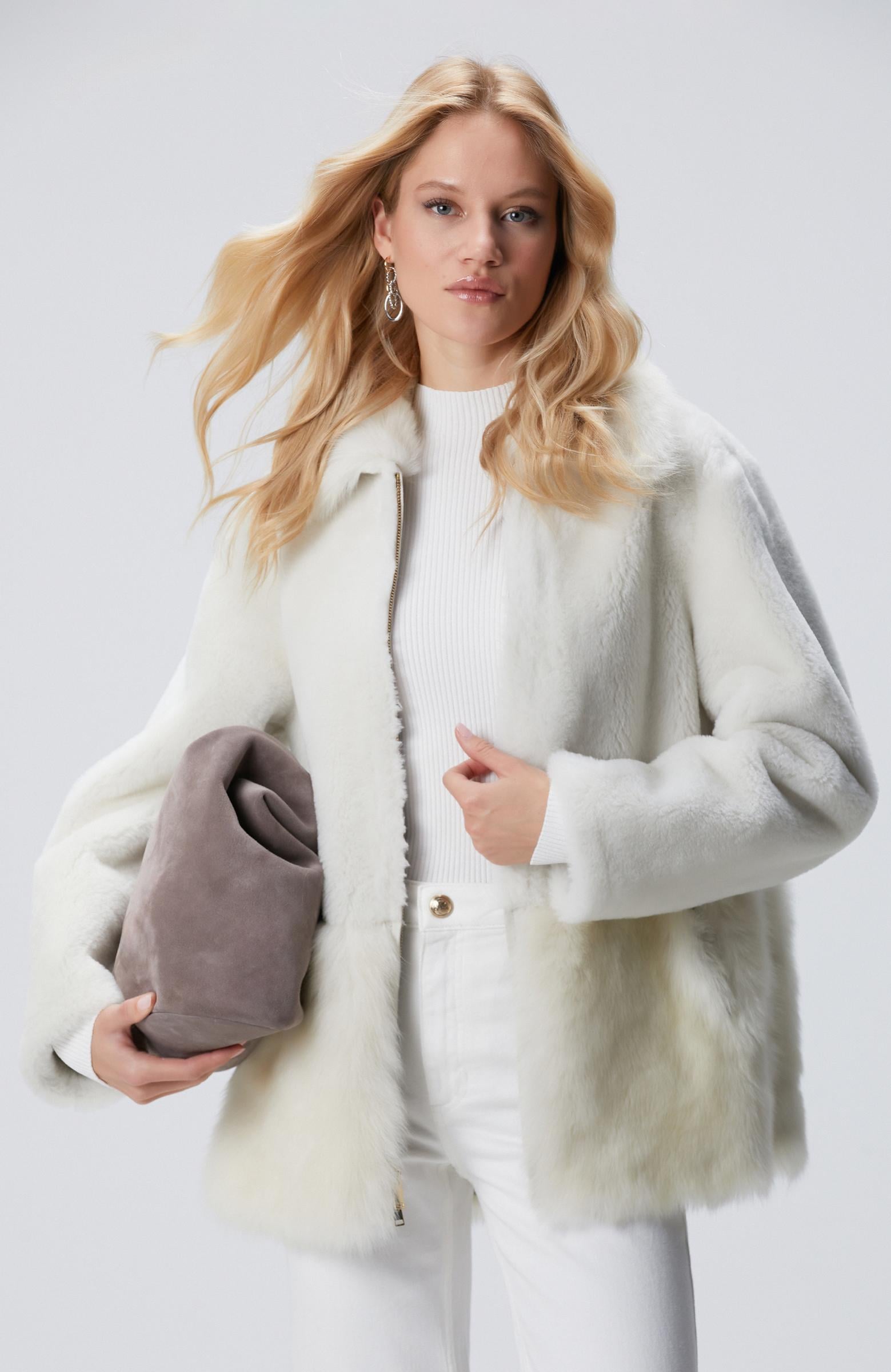  Network Kadın Kırık Beyaz Deri Kaban