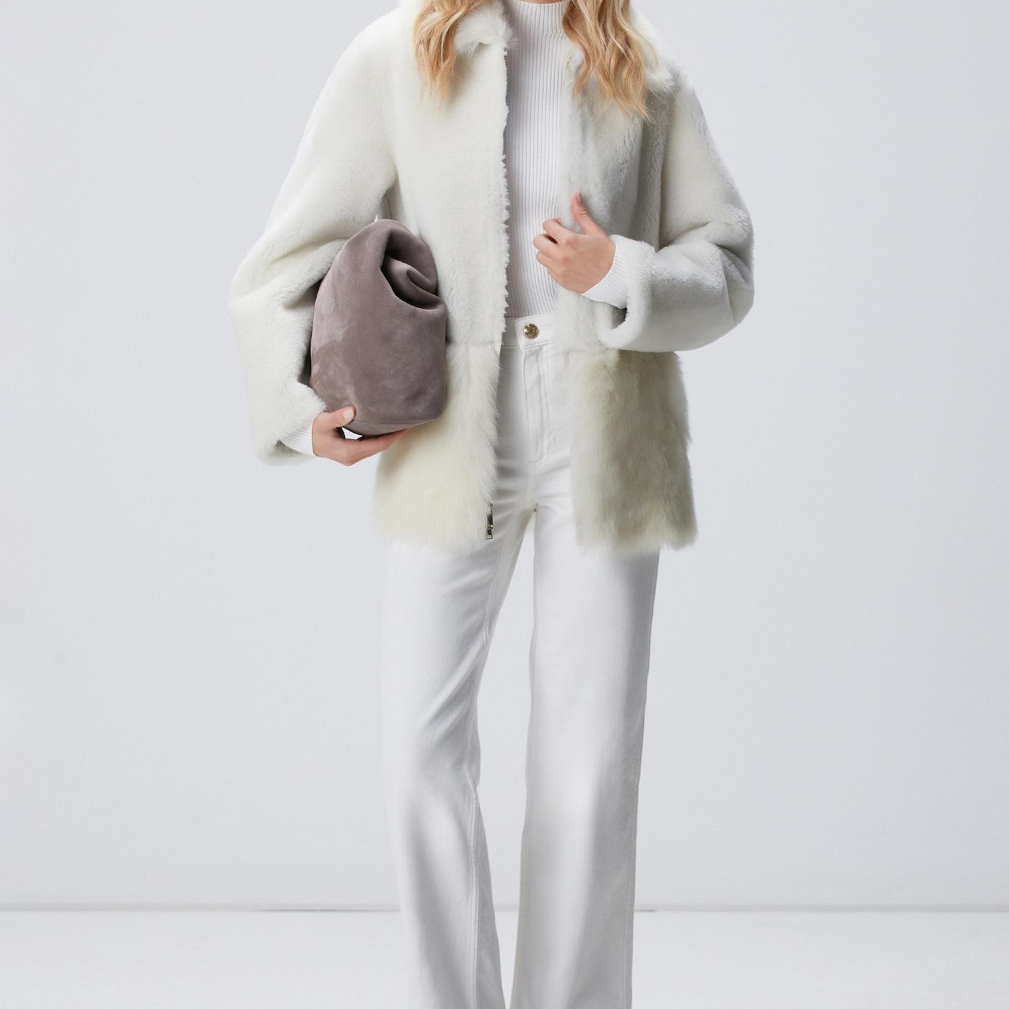 Network Kadın Kırık Beyaz Deri Kaban