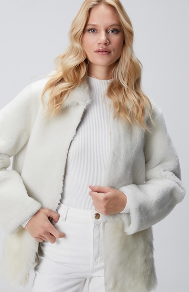  Network Kadın Kırık Beyaz Deri Kaban