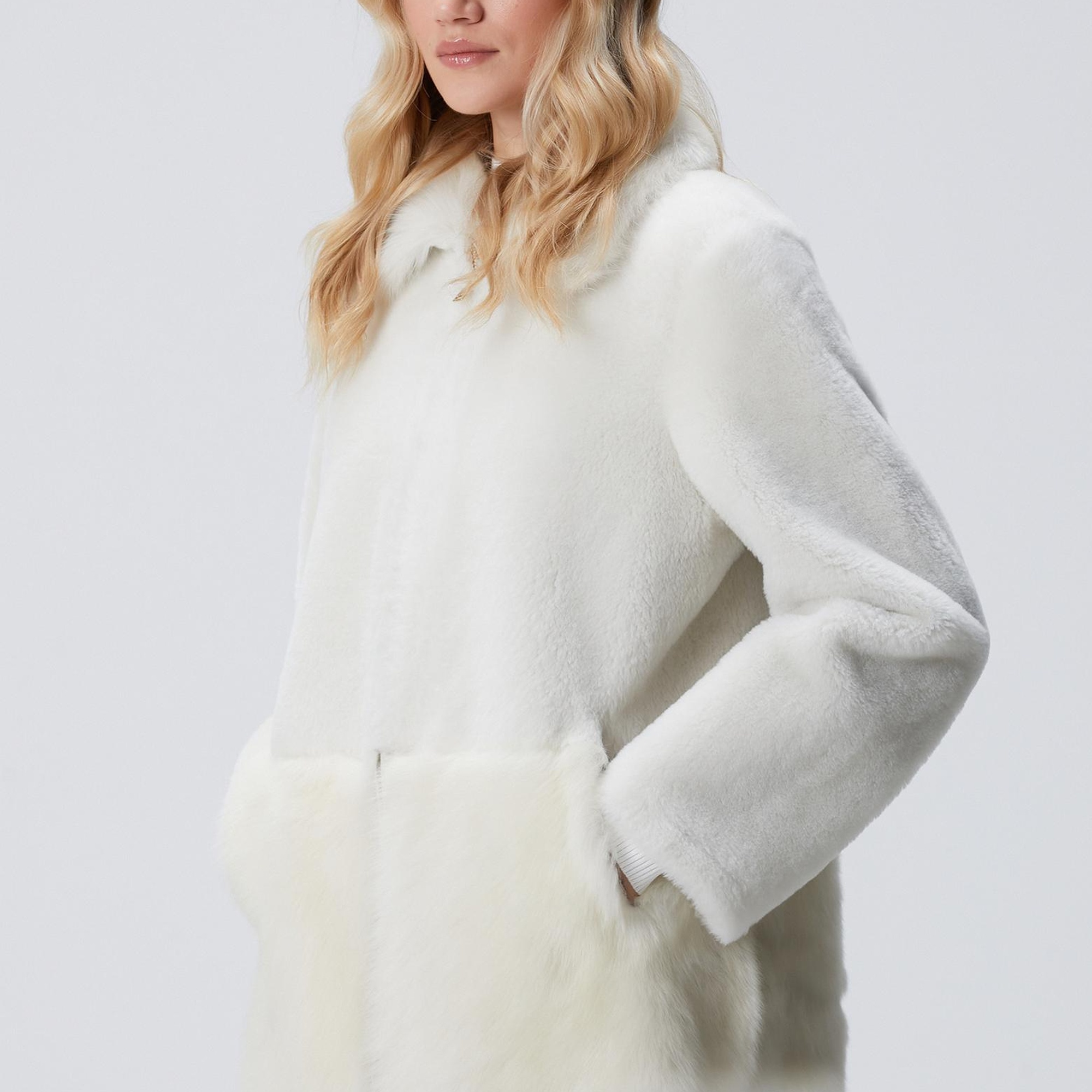 Network Kadın Kırık Beyaz Deri Kaban