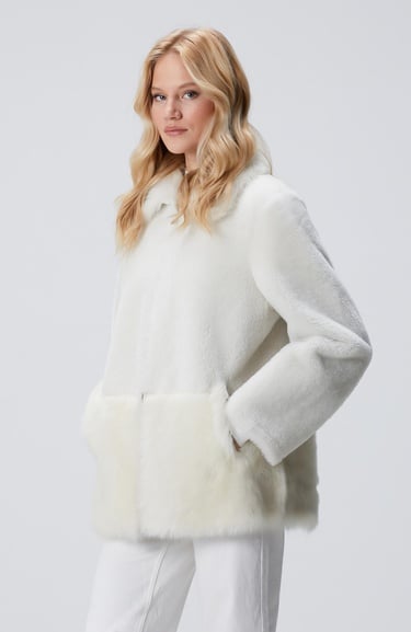  Network Kadın Kırık Beyaz Deri Kaban