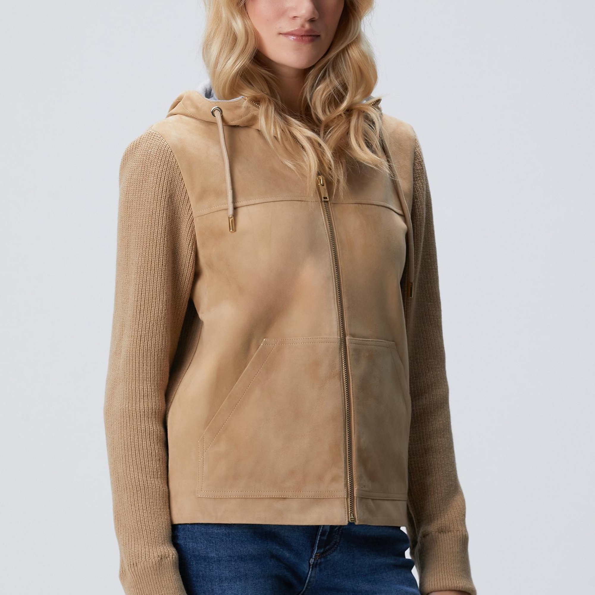 Network Kadın Bej Deri Mont