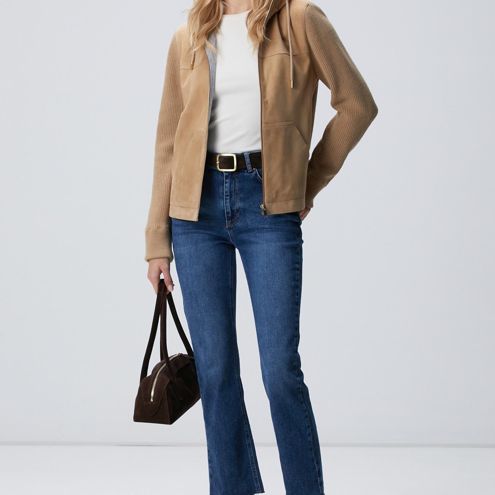 Network Kadın Bej Deri Mont