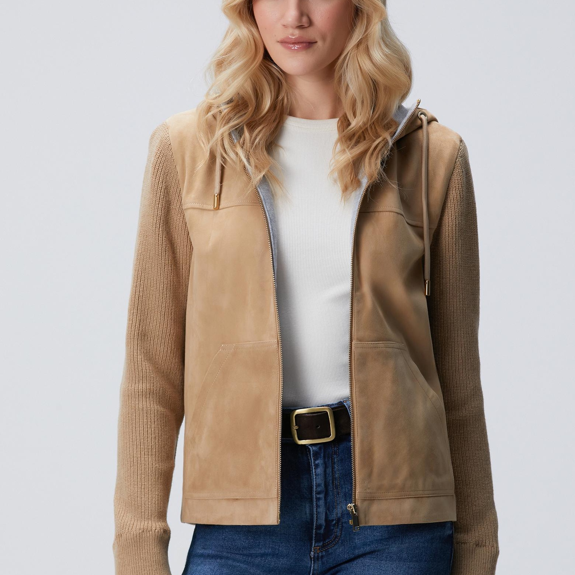 Network Kadın Bej Deri Mont