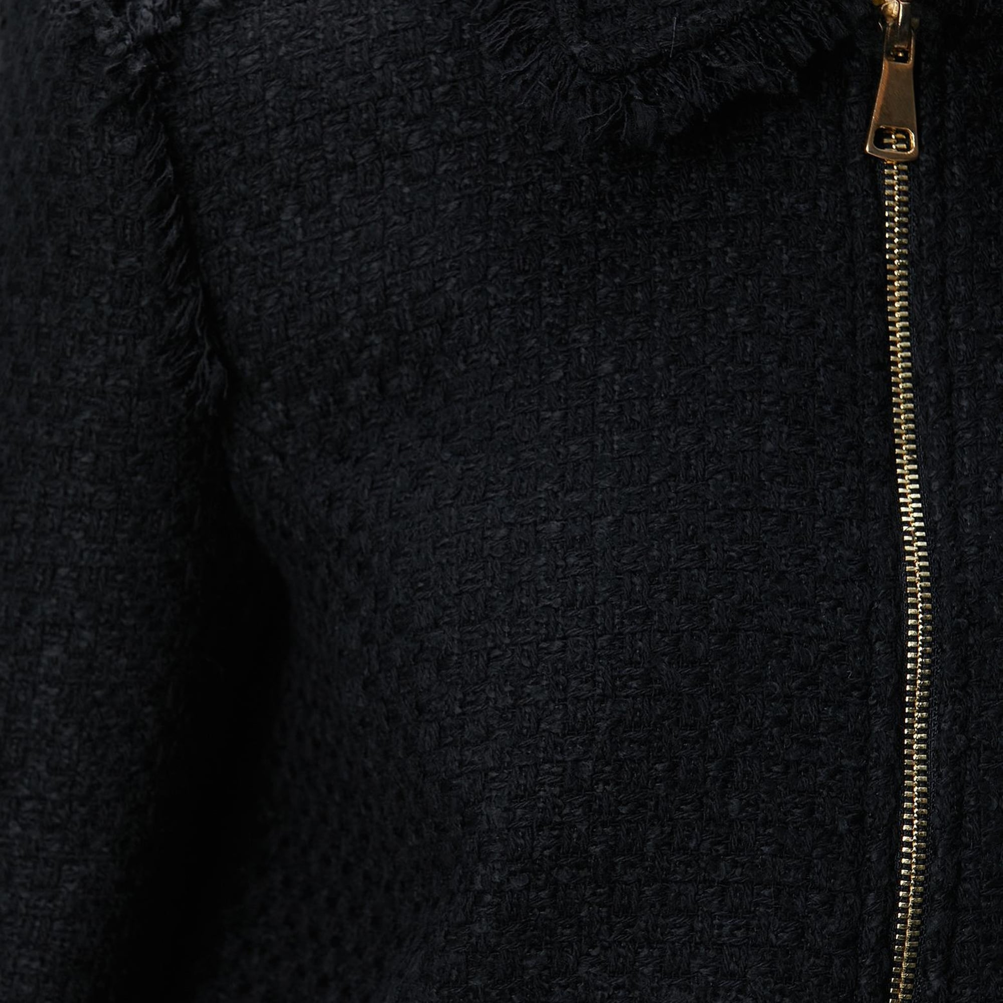 Network Kadın Siyah Fermuarlı Püskül Detaylı Tweed Ceket