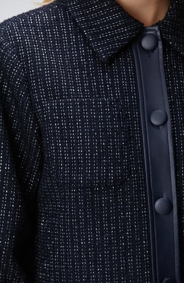  Network Kadın Lacivert Kısa Tweed Ceket