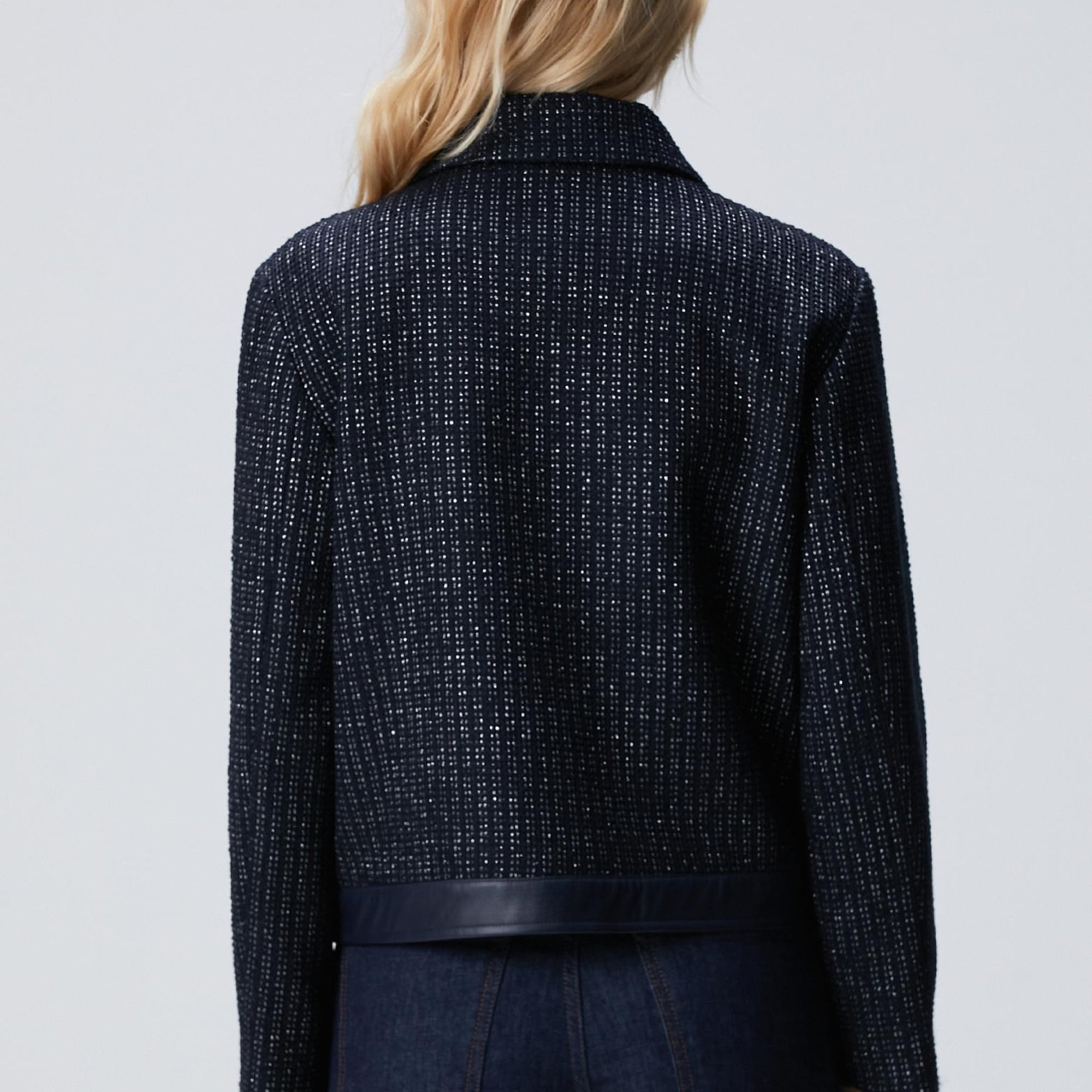 Network Kadın Lacivert Kısa Tweed Ceket
