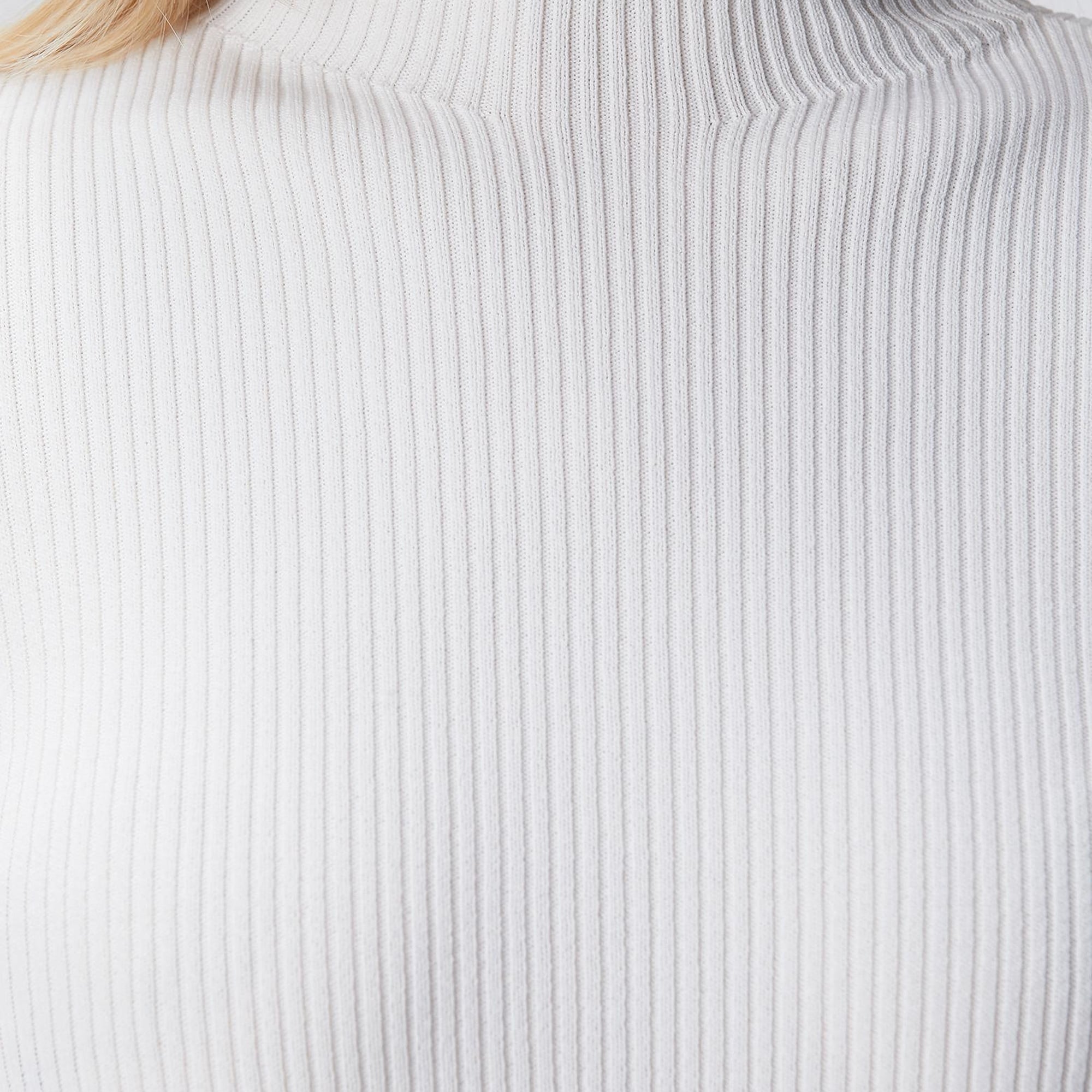 Network Kadın Kırık Beyaz Örgülü Dik Yaka Rayon Basic Kazak