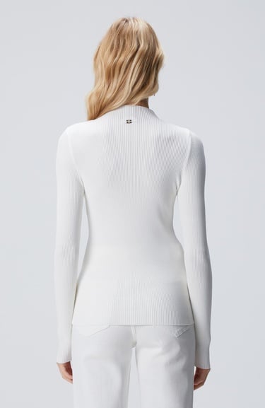  Network Kadın Kırık Beyaz Örgülü Dik Yaka Rayon Basic Kazak