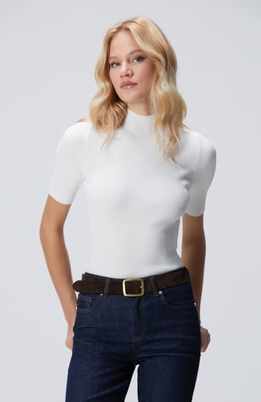  Network Kadın Kırık Beyaz Örgülü Dik Yaka Rayon Basic Kazak