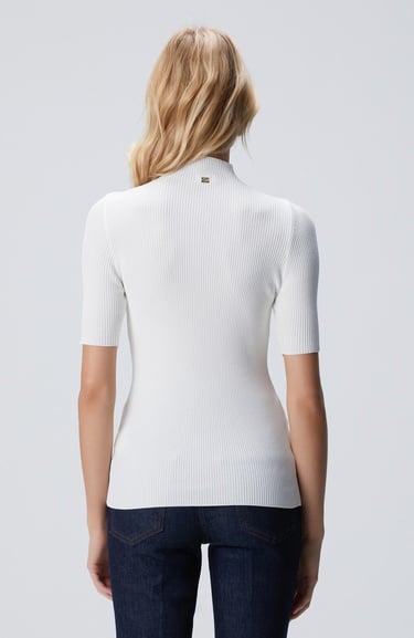  Network Kadın Kırık Beyaz Örgülü Dik Yaka Rayon Basic Kazak