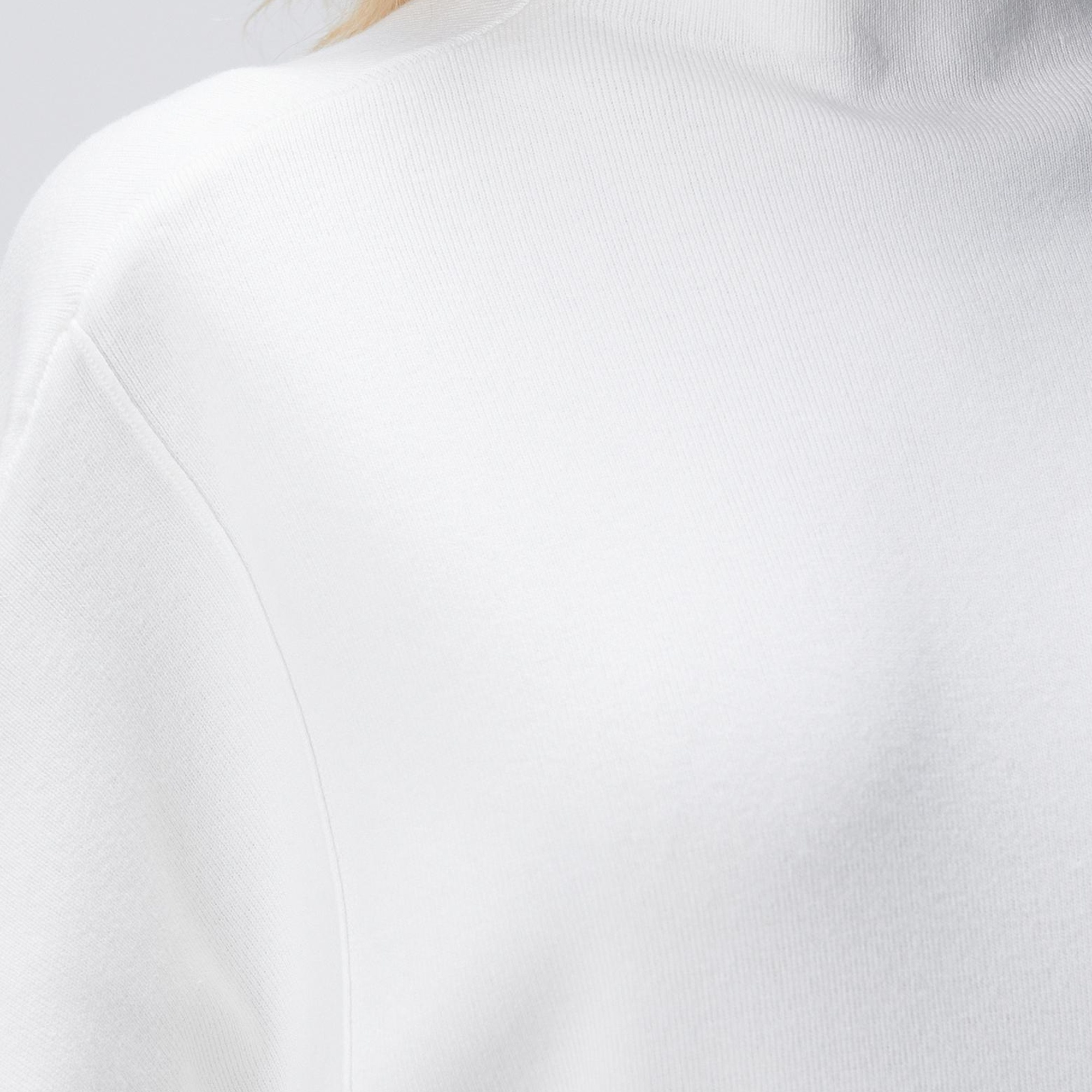 Network Kadın Kırık Beyaz Dik Yaka Kısa Kollu Nervür Detaylı Kazak