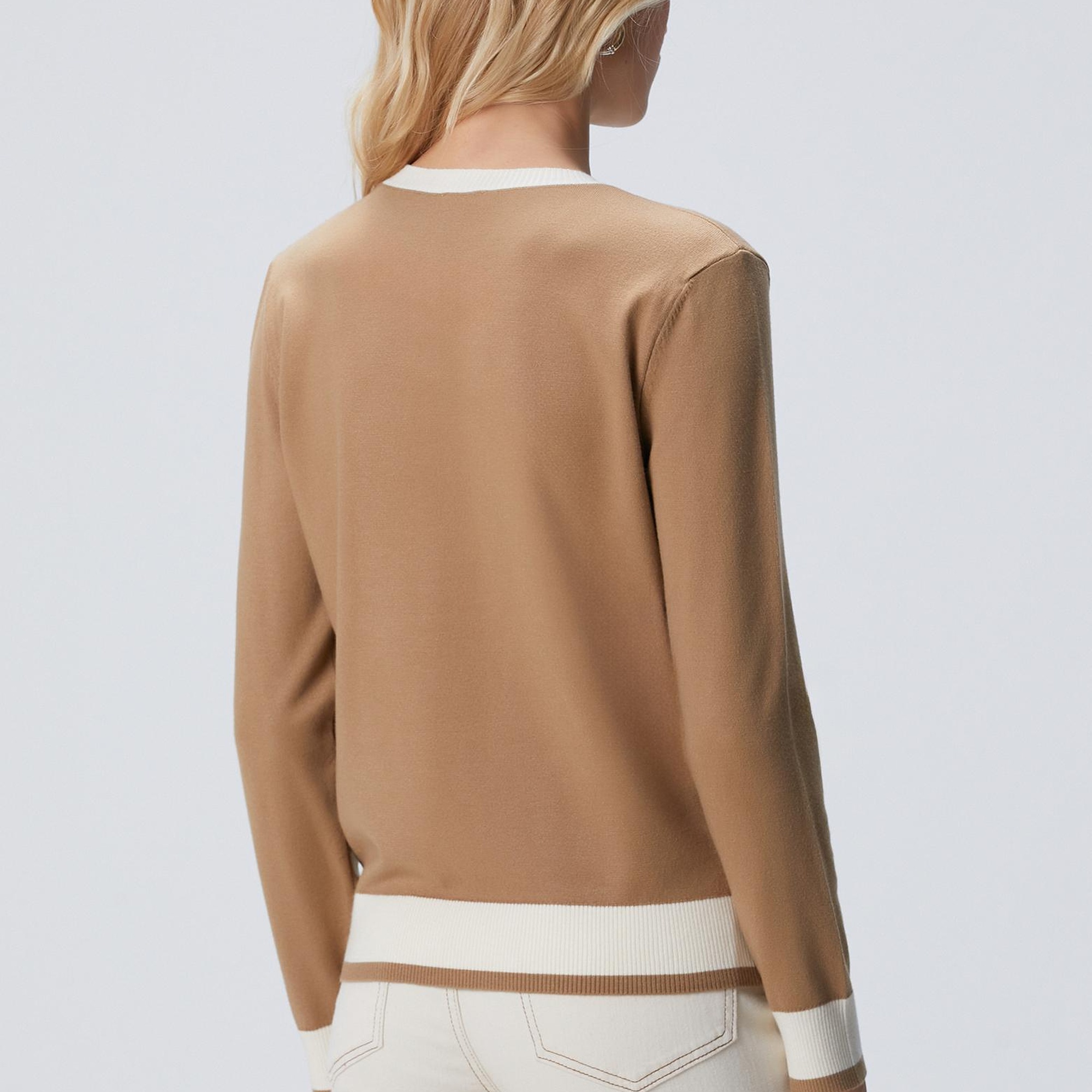 Network Kadın Camel Bisiklet Yaka Kontrast Renk Kazak