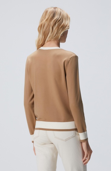  Network Kadın Camel Bisiklet Yaka Kontrast Renk Kazak