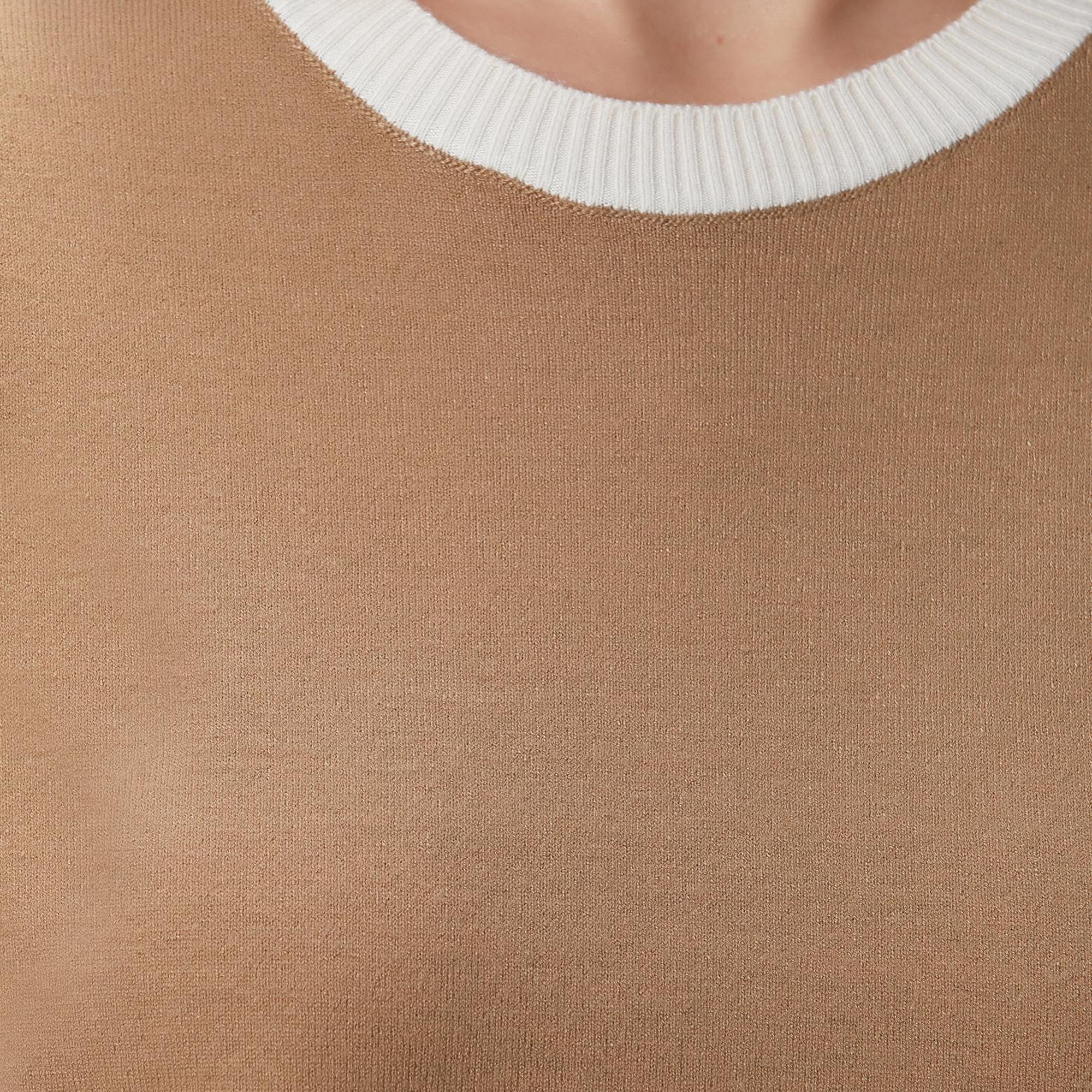 Network Kadın Camel Bisiklet Yaka Kontrast Renk Kazak