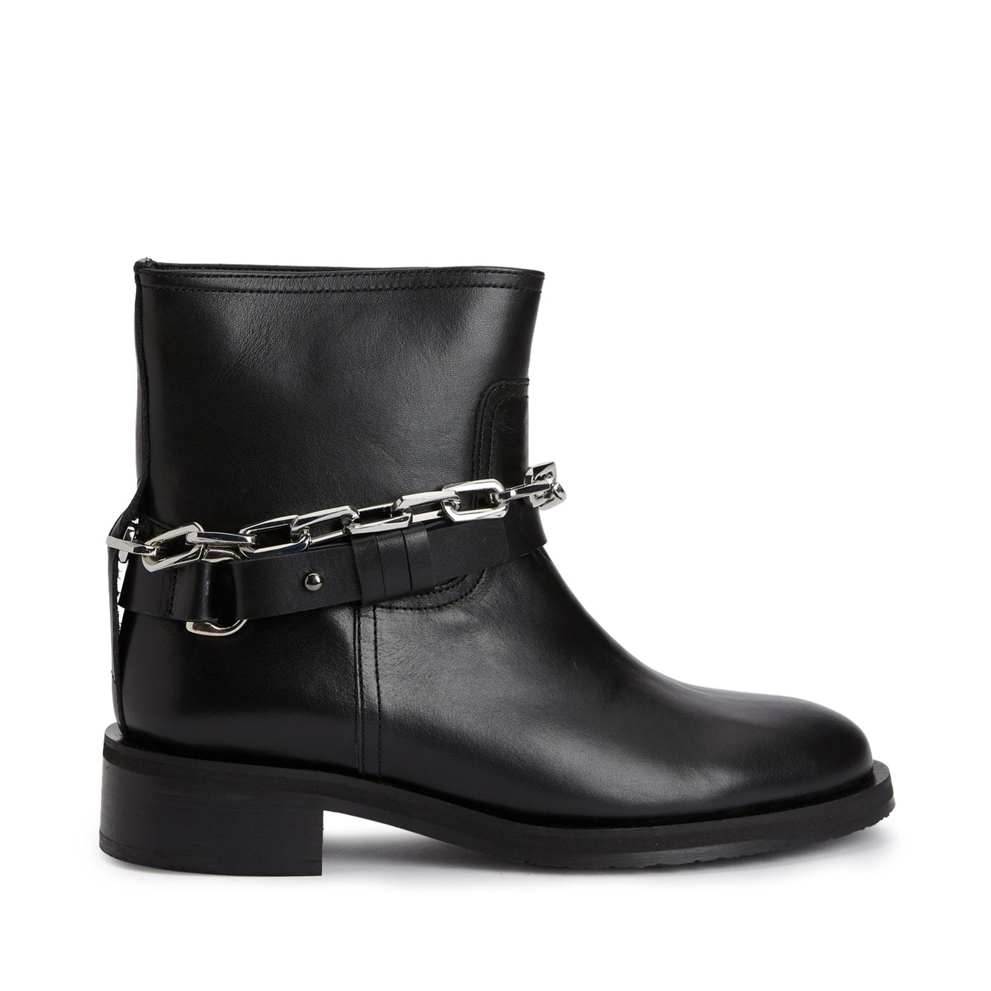 Divarese Kadın Siyah Zincir Detaylı Deri Bot