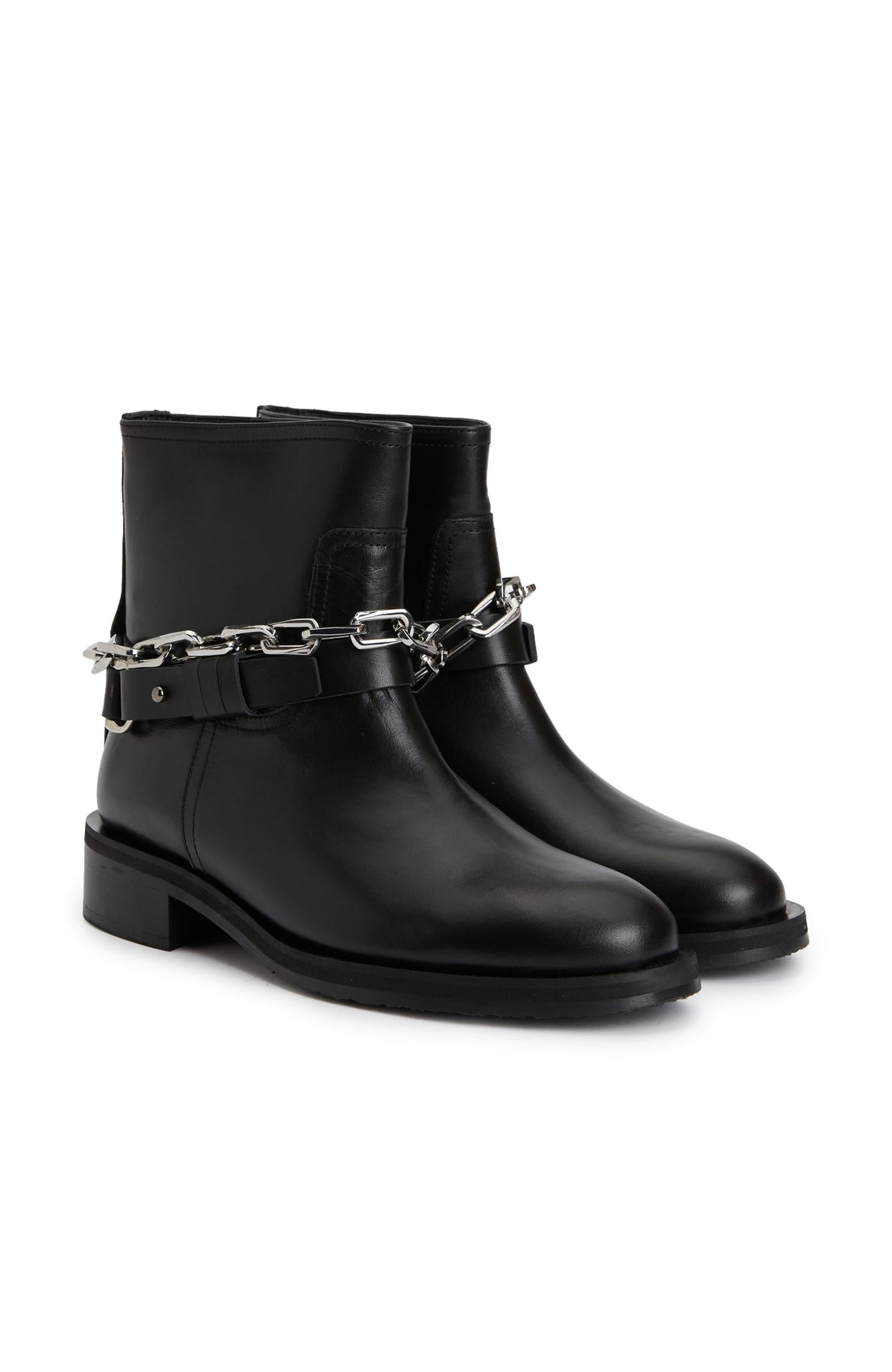  Divarese Kadın Siyah Zincir Detaylı Deri Bot