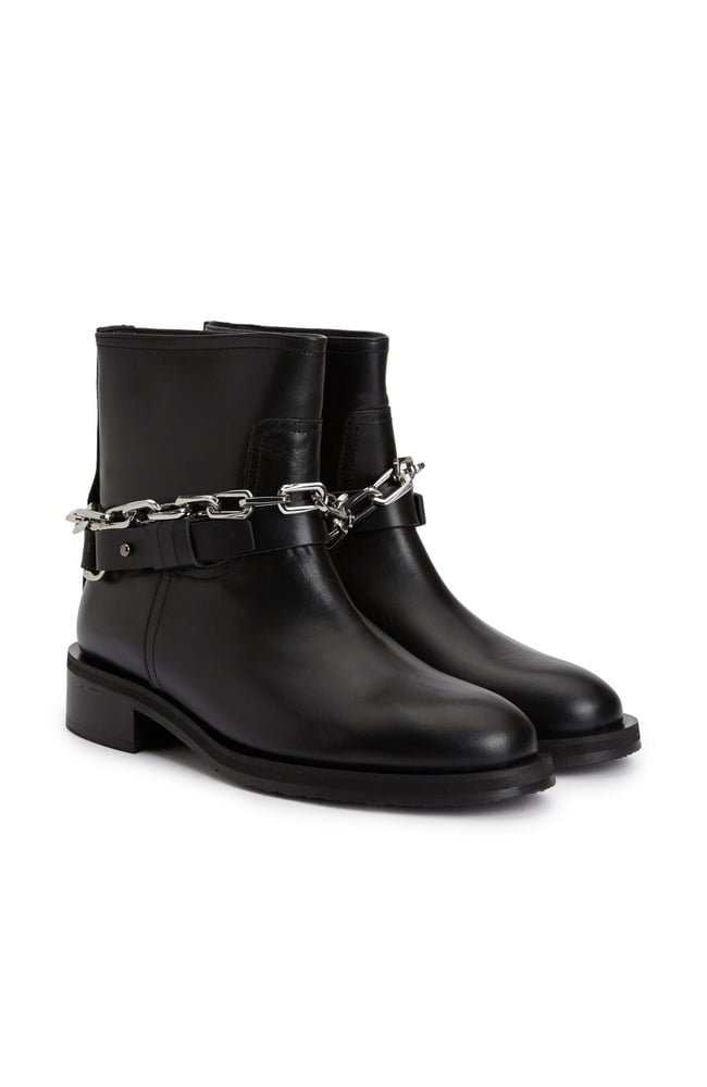  Divarese Kadın Siyah Zincir Detaylı Deri Bot