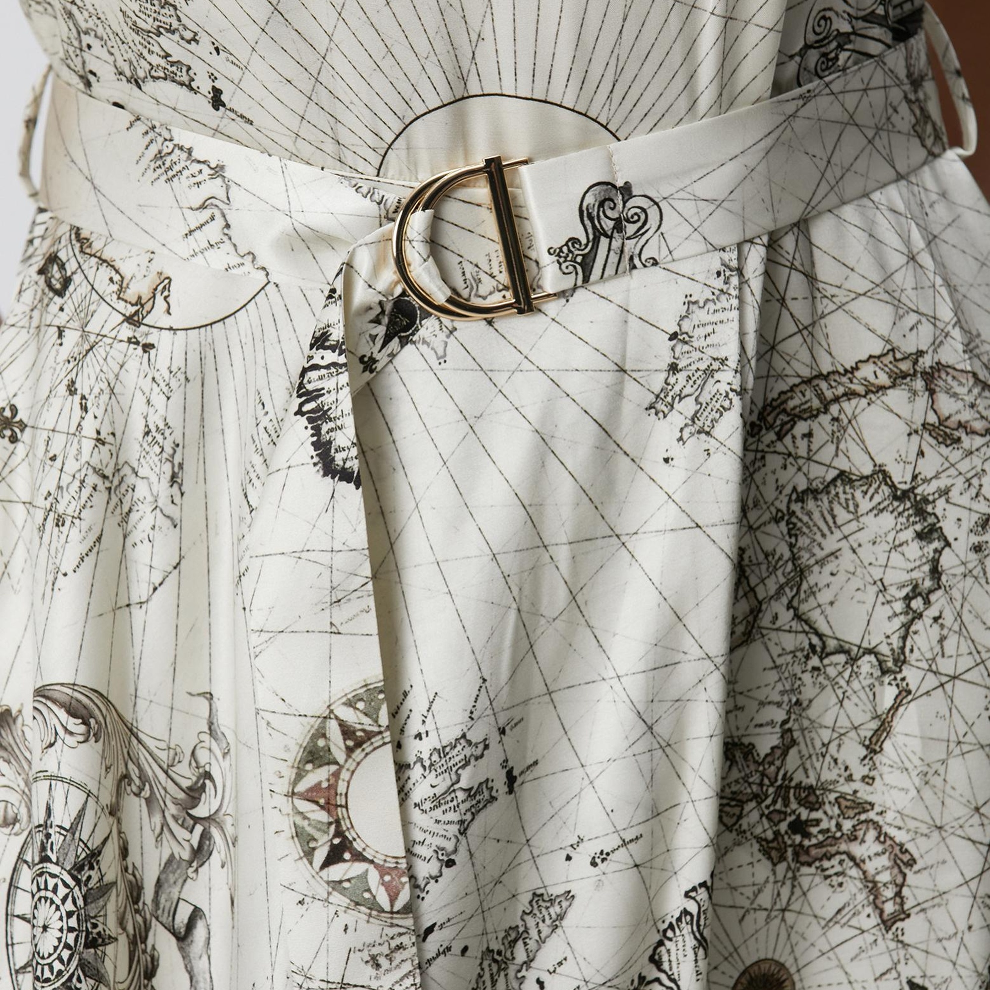 Network Kadın Limited Açık Bej Desenli İpek Karışımlı Elbise