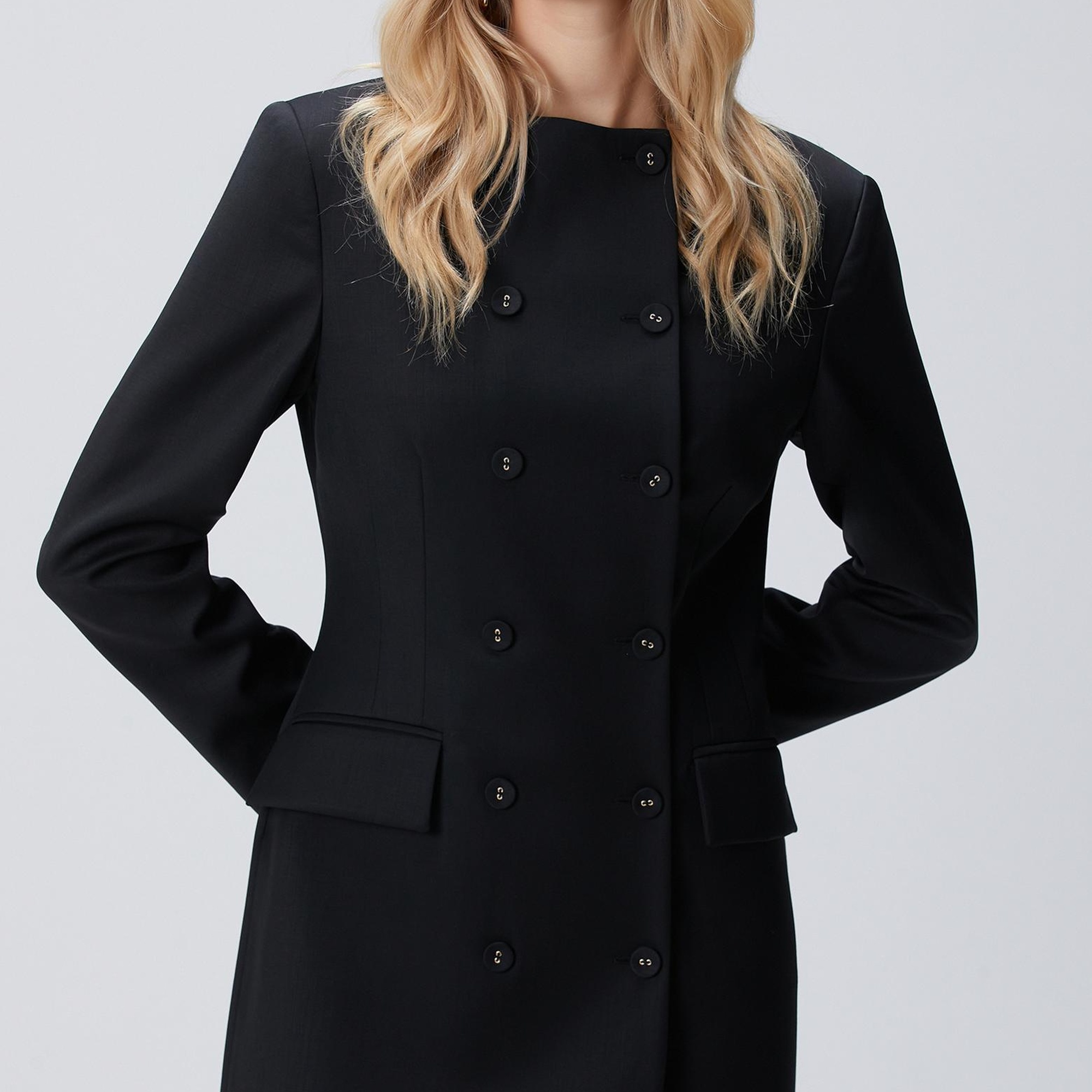 Network Kadın Siyah Mini Yün Elbise