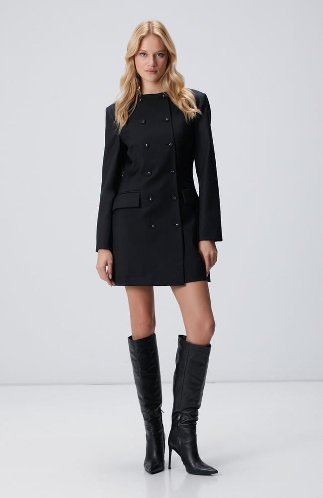  Network Kadın Siyah Mini Yün Elbise