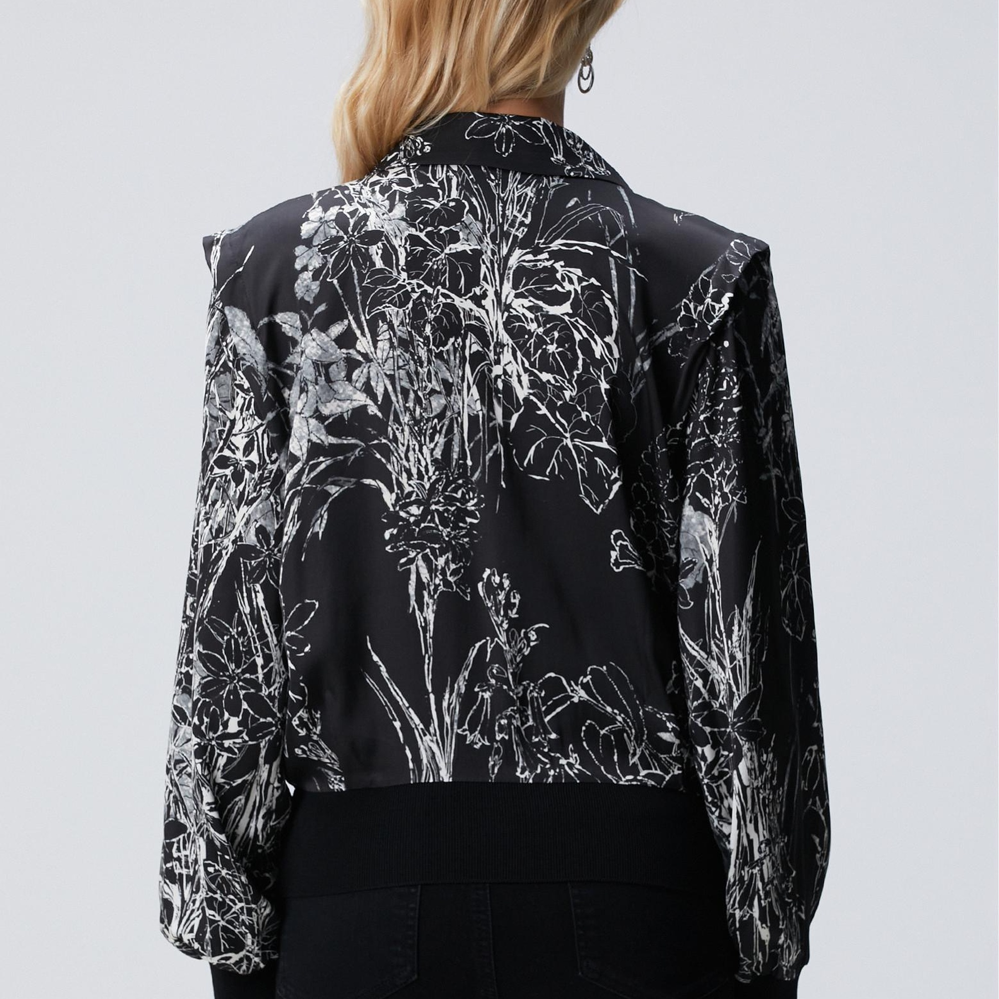 Network Kadın Siyah Kırık Beyaz Desenli Bluz