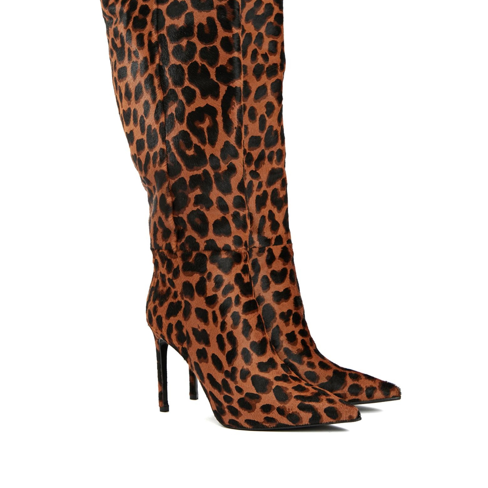 Network Kadın Leopar Desenli Deri Çizme