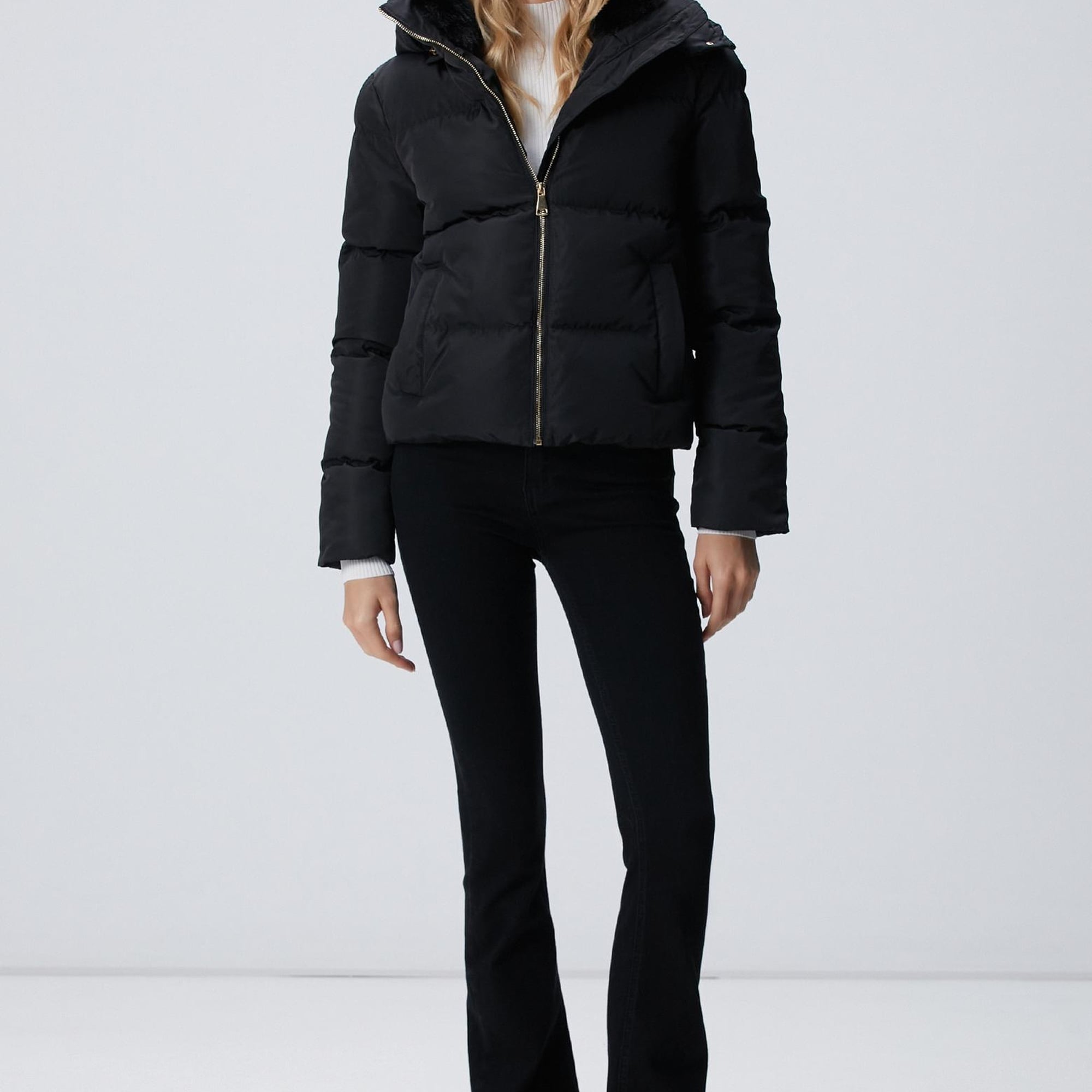 Network Kadın Siyah Kapüşonlu Kapitone Mont