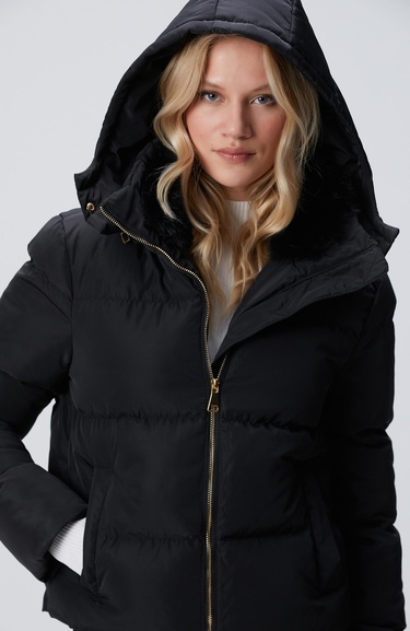  Network Kadın Siyah Kapüşonlu Kapitone Mont