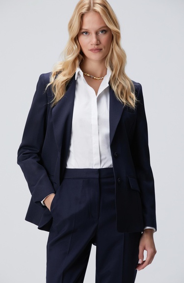  Network Kadın Lacivert Yün Karışımlı Ceket