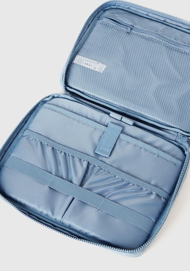  Unisex Mavi Dolgulu Parlak Organizer Çanta