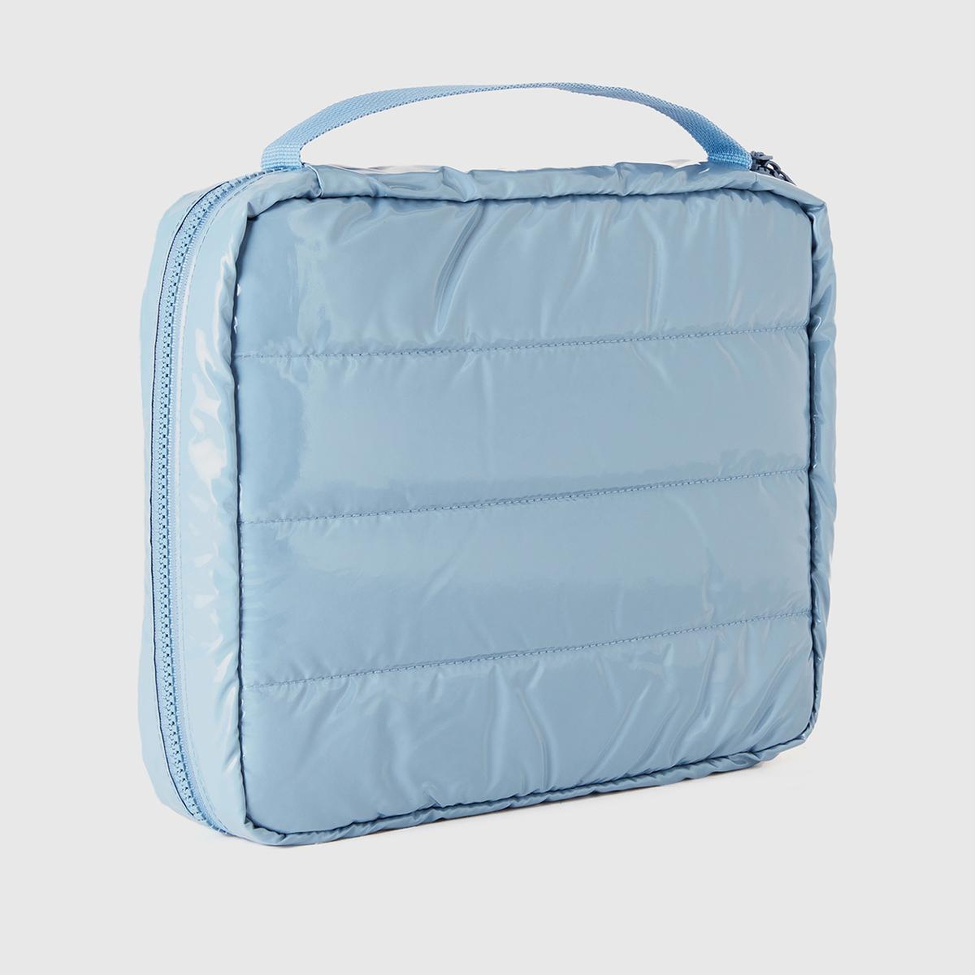 Unisex Mavi Dolgulu Parlak Organizer Çanta