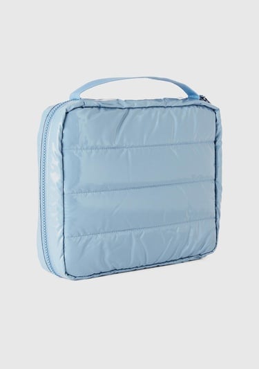  Unisex Mavi Dolgulu Parlak Organizer Çanta