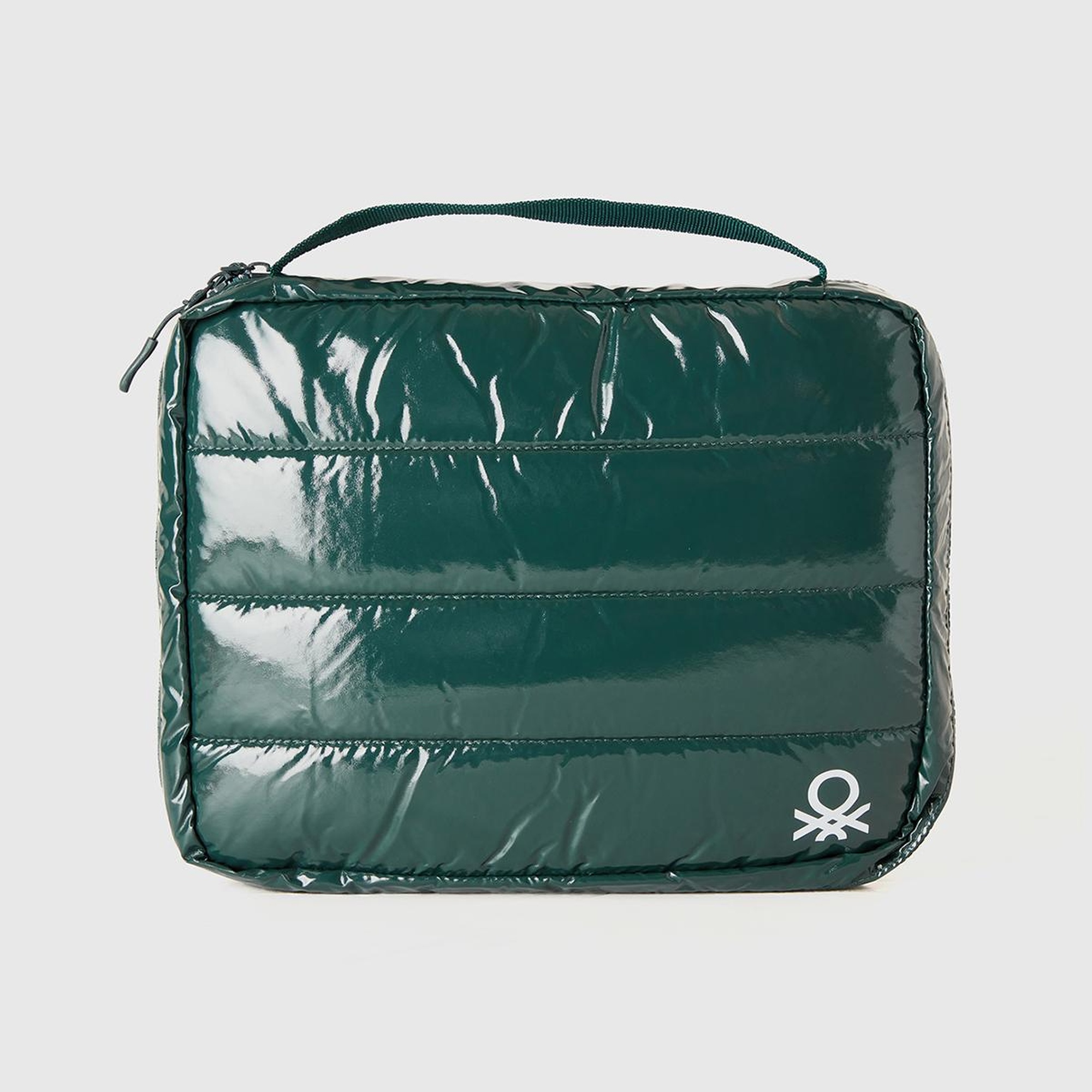 Unisex Koyu Yeşil Dolgulu Parlak Organizer Çanta