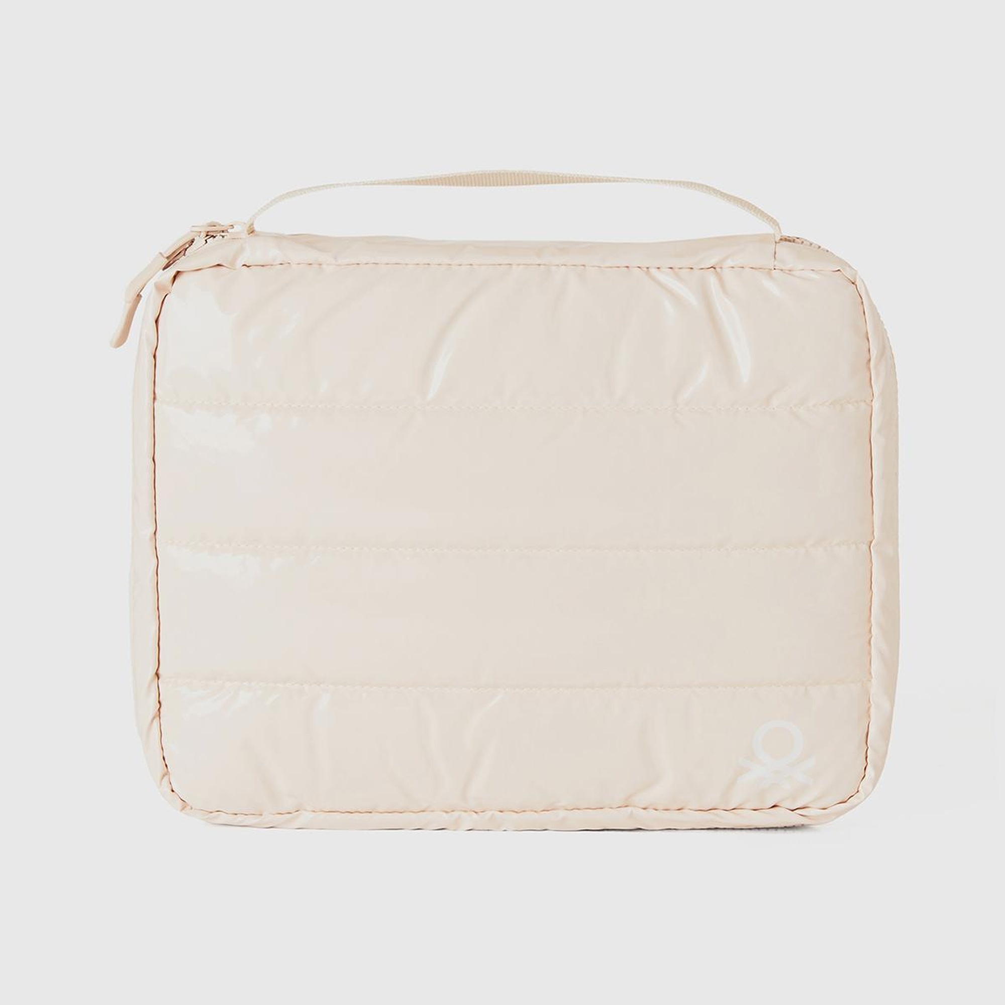 Unisex Krem Dolgulu Parlak Organizer Çanta