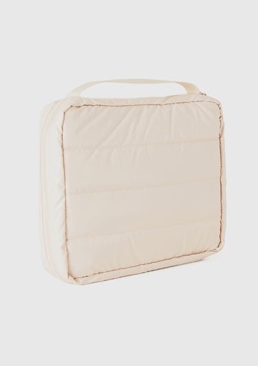  Unisex Krem Dolgulu Parlak Organizer Çanta