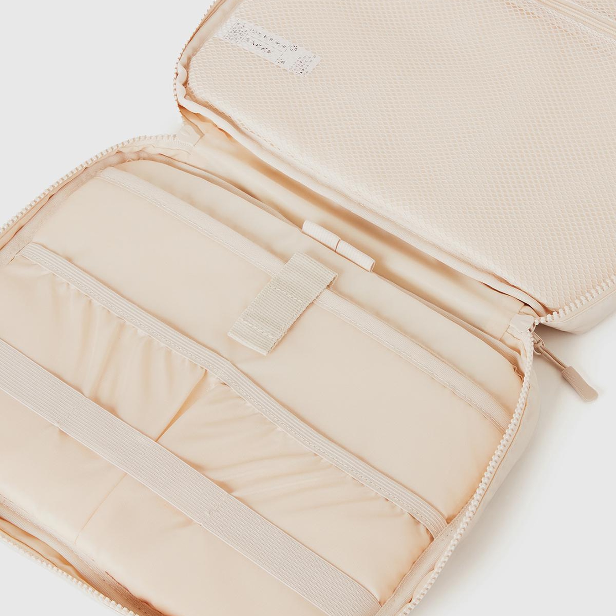 Unisex Krem Dolgulu Parlak Organizer Çanta