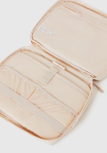  Unisex Krem Dolgulu Parlak Organizer Çanta